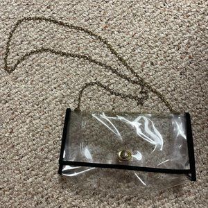 Clear long-strap satchel purse